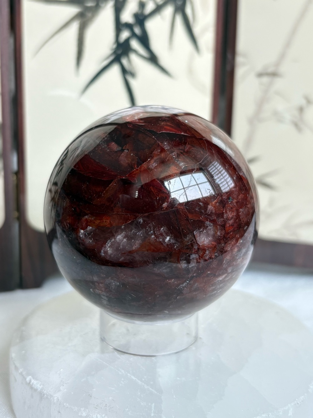 Fire quartz sphere